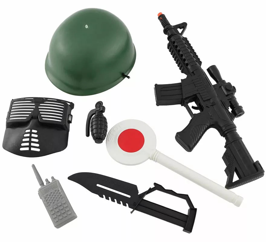 Translation missing: en.Kit de Soldado Militar con Casco y Rifle de plástico
