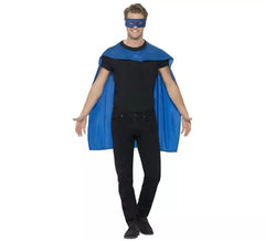 Adult Blue Superhero Kit: Cape and Mask