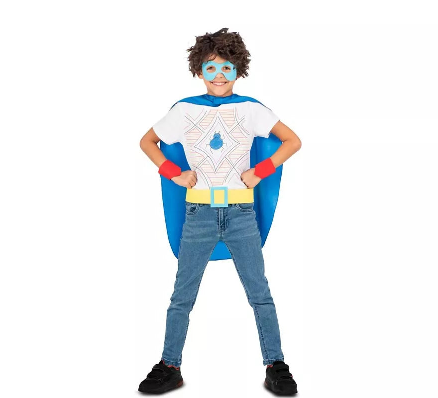 Translation missing: en.Kit de Superhéroe azul infantil: antifaz, capa y cinturón