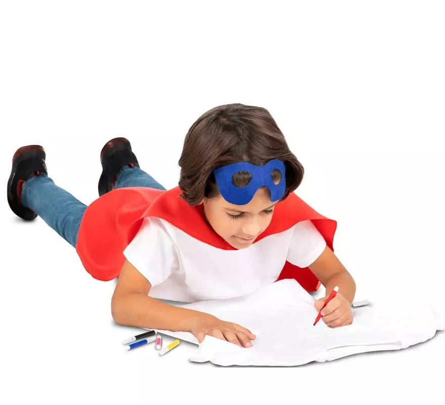 Translation missing: en.Kit de Superhéroe rojo infantil: antifaz, capa y cinturón