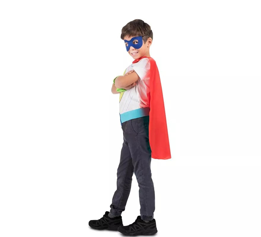 Kit de Superhéroe rojo infantil: antifaz, capa y cinturón