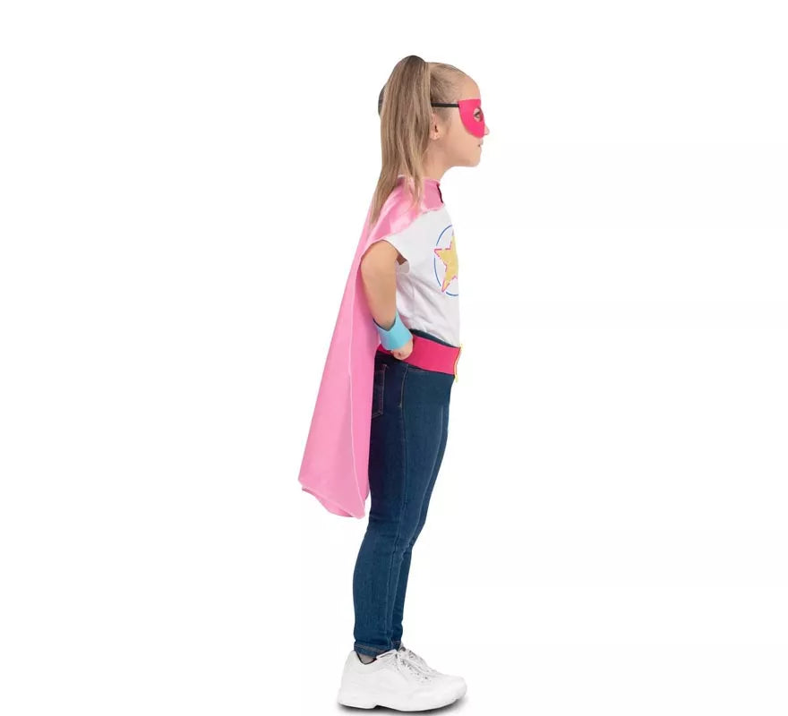 Translation missing: en.Kit de Superheroína rosa infantil: antifaz, capa y cinturón