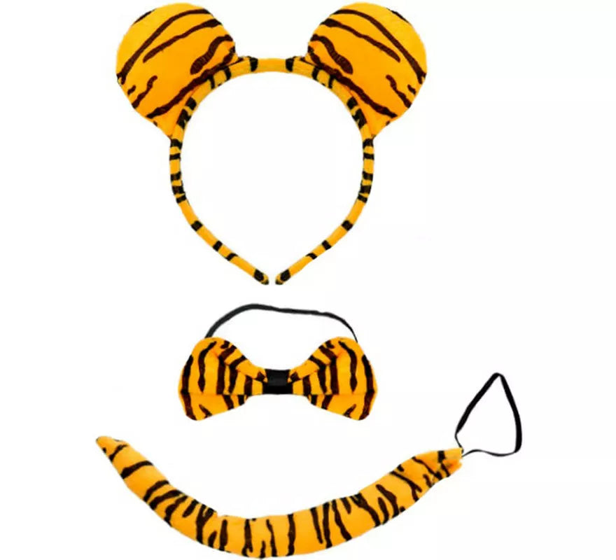 Kit de Tigre de Bengala: Diadema, Pajarita y Cola