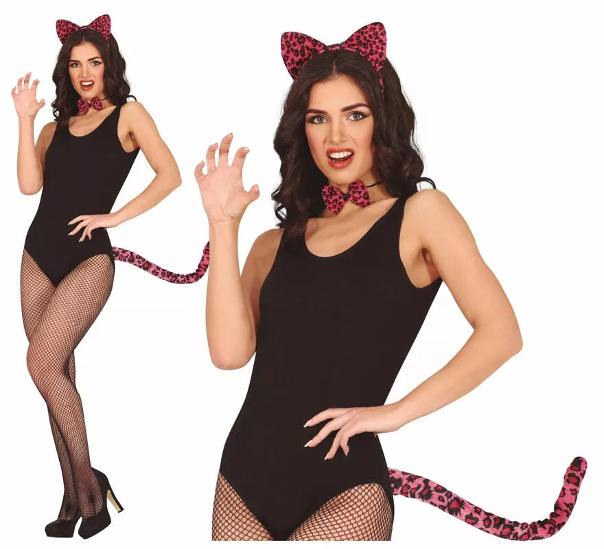 Translation missing: en.Kit de Tigre fucsia adulto: Diadema, pajarita y cola
