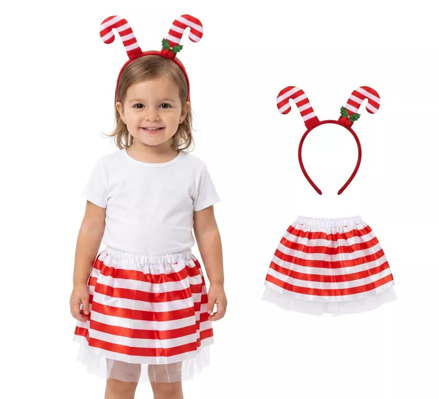 Kit de Tutú y Diadema de Bastones de Caramelo para niña