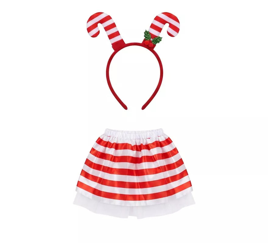 Kit de Tutú y Diadema de Bastones de Caramelo para niña