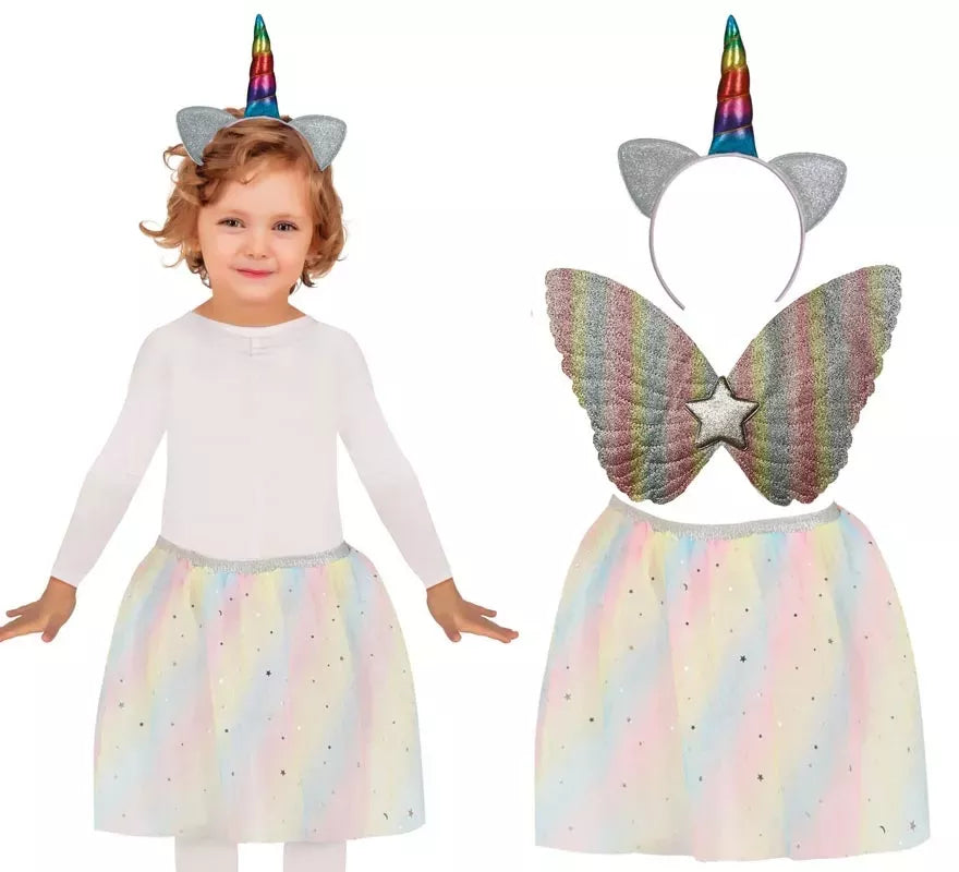 Kit de Unicornio infantil: Diadema, Alas y Tutú