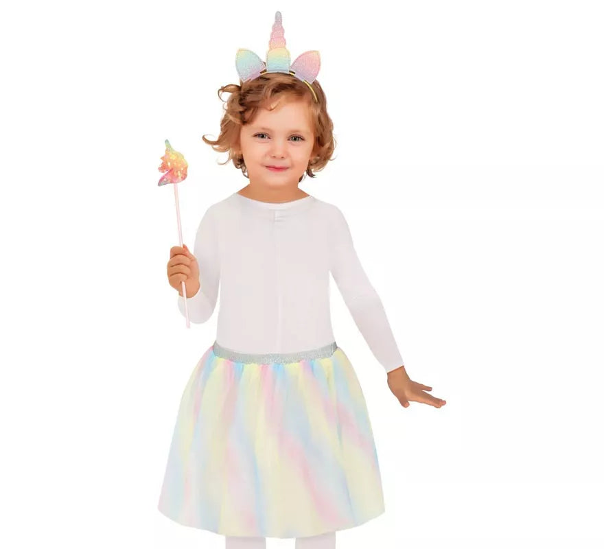 Kit de Unicornio infantil: Diadema, Varita y Tutú