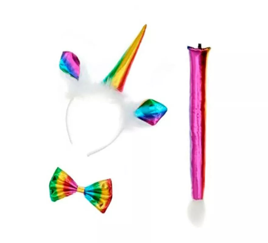 Translation missing: en.Kit de Unicornio multicolor: Diadema, Corbatín y Cola