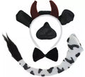 Kit de Vaca negro y blanco: Diadema, Nariz, Pajarita y Cola