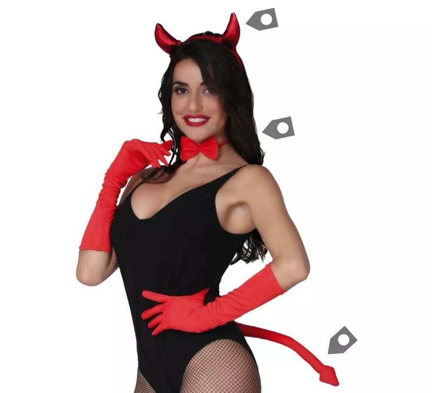 Kit Demonia: Diadema Cuernos, Pajarita y Cola