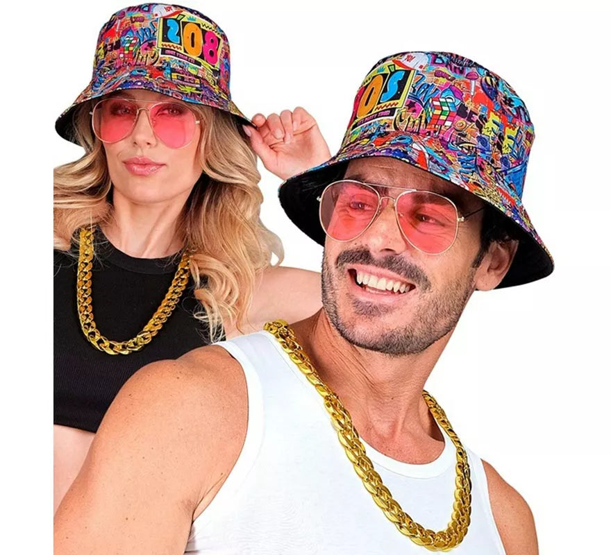 Kit Funky Años 80: Sombrero, Gafas y Collar