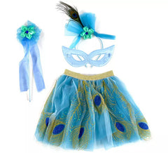 Children's Peacock Fairy Kit: Tutu, Mask, Headdress and Wand
