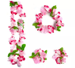 Fuchsia Floral Hawaii Kit: Necklace, Bracelets and Headdress