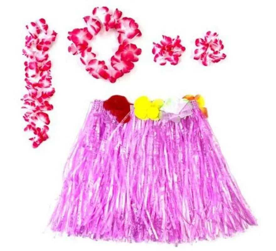 Translation missing: en.Kit Hawái Fucsia: Falda, Collar, Pulseras y Tocado para niñas de 3 a 6 años