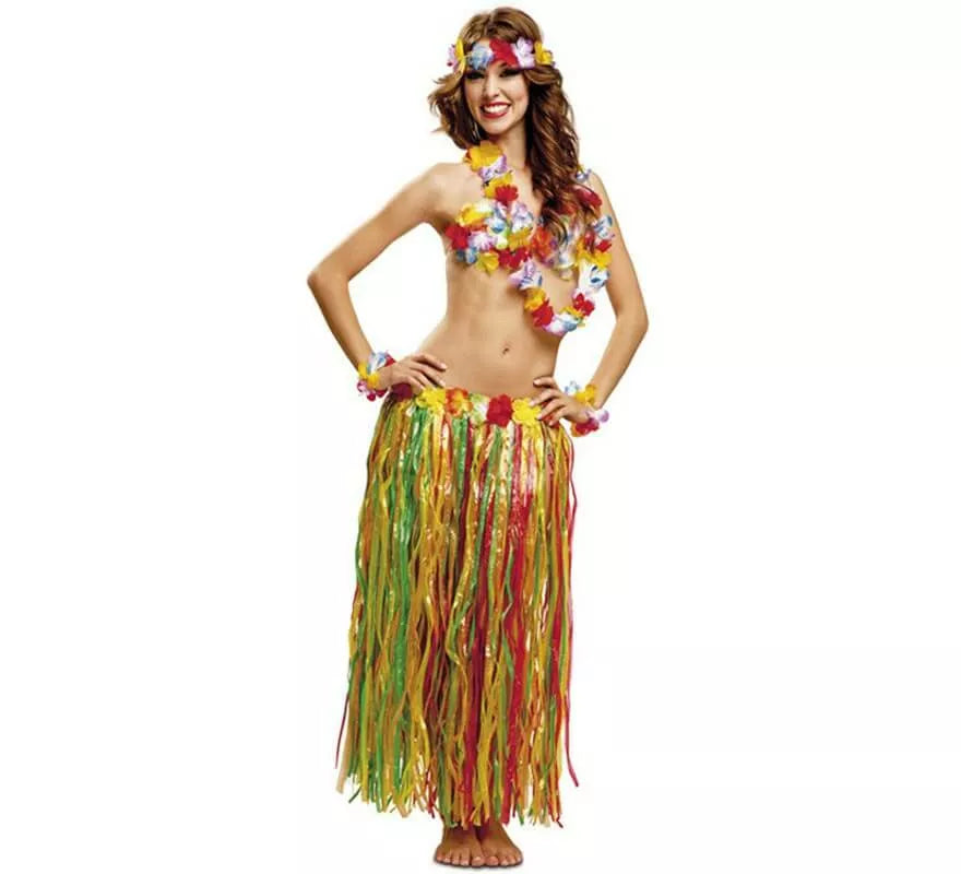 Translation missing: en.Kit Hawaiana Deluxe: Corona, collar, pulseras, sujetador y falda