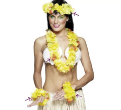 Yellow Hawaiian Kit: Necklace, Headband and Bracelets