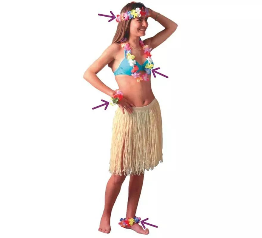 Translation missing: en.Kit Hawaiano: Pulsera, Tobillera, Collar y Corona de flores