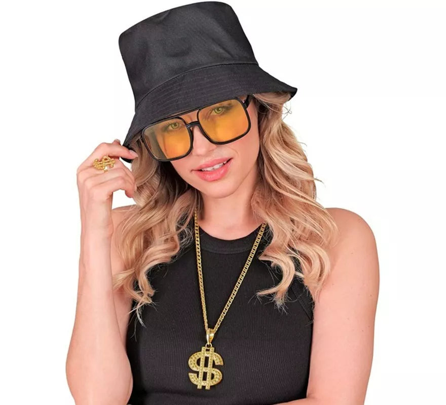 Kit Hip Hop Años 90: Sombrero, Gafas, Collar y Anillo