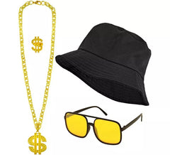 90s Hip Hop Kit: Hat, Glasses, Necklace and Ring