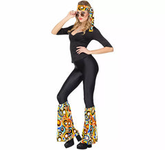 70s Hippie Kit Multicolor Bubbles Adult: Headband and Legwarmers