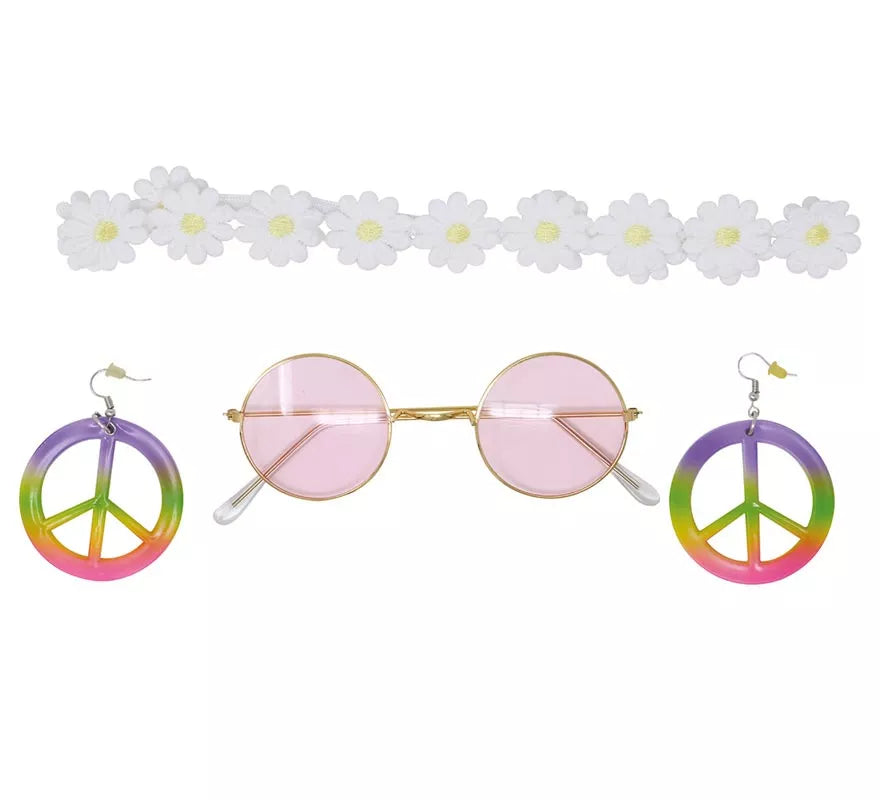Kit Hippie: Cinta, Gafas y Pendientes