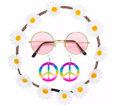 Hippie Kit: Necklace, Earrings and Glasses
