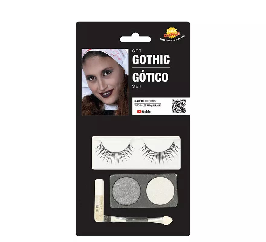 Kit Maquillaje: Plata y Blanco, Pestañas, Pegamento, Pincel