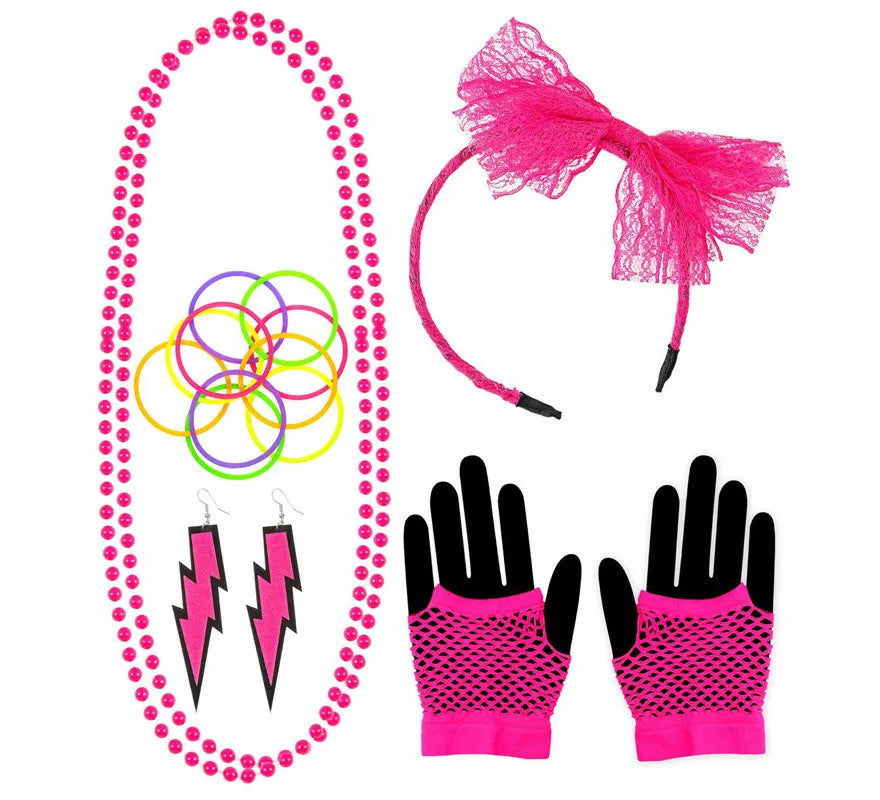 Translation missing: en.Kit Neón en varios colores Años 80: Diadema, Collar, Pulseras, Pendientes y Guantes