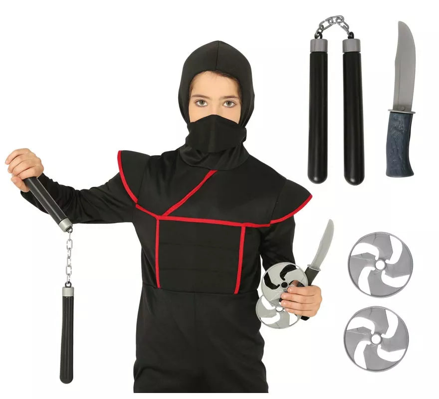 Kit Ninja: Nunchaku, Cuchillo y 2 Estrellas