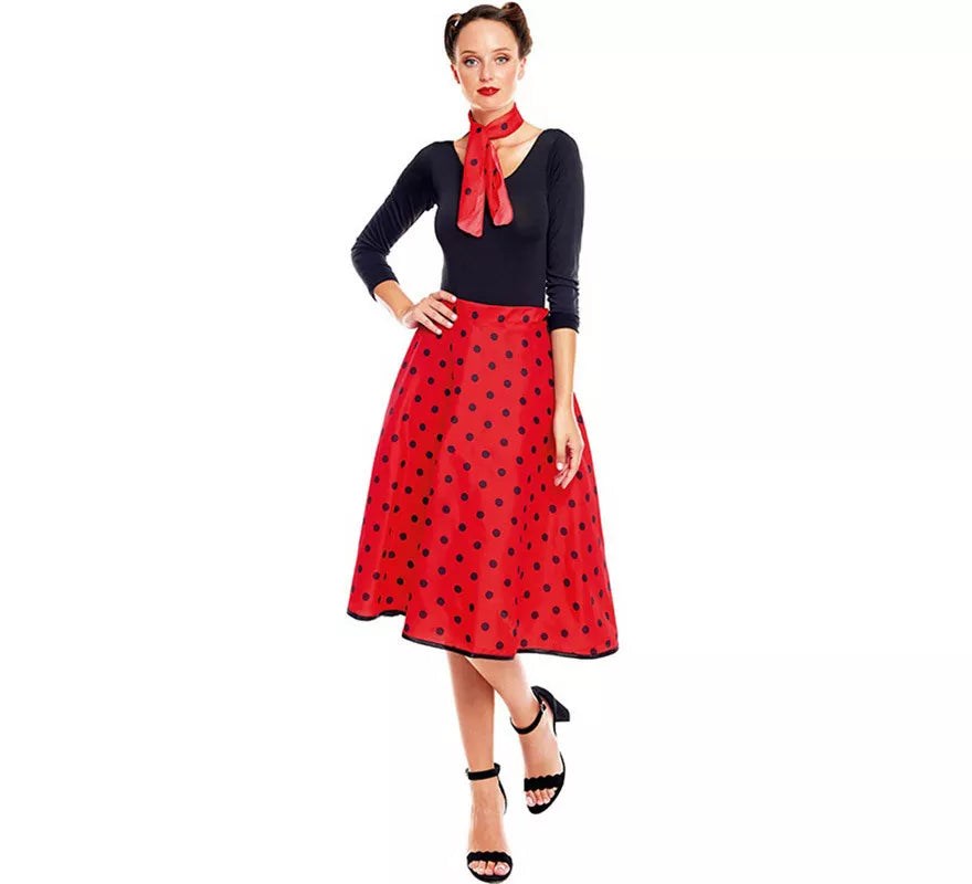 Kit o Disfraz Años 50 en varios colores para mujer: Falda y Pañuelo