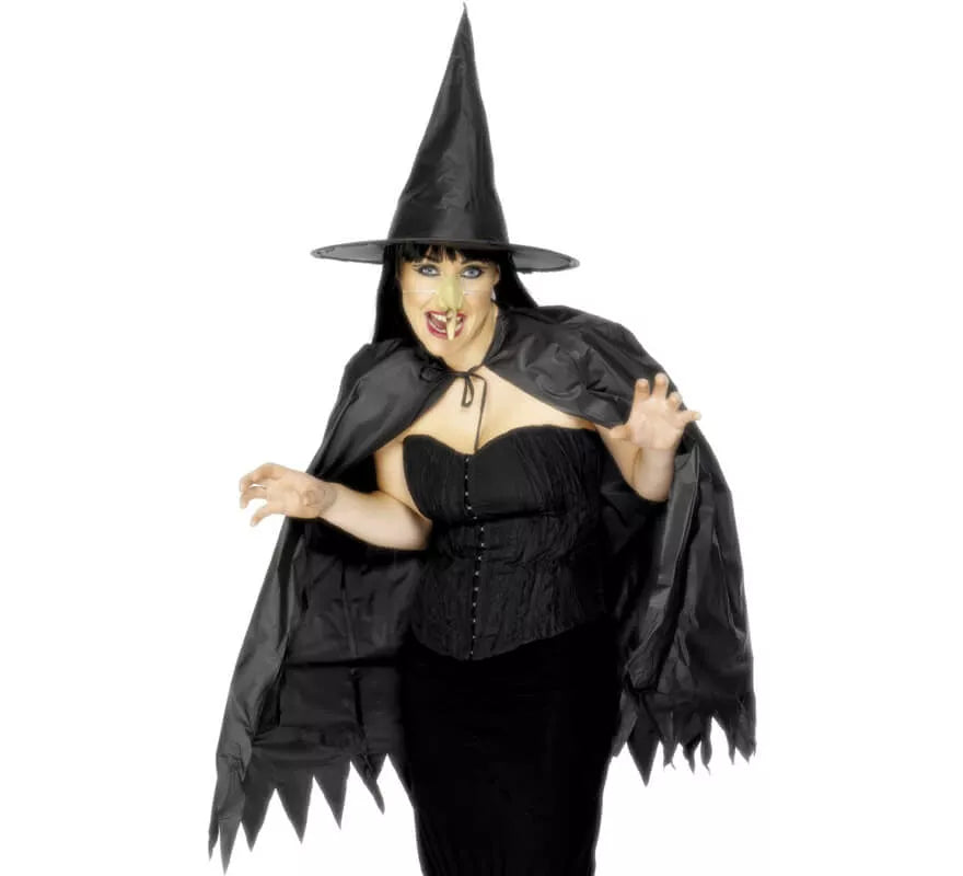 Kit o Disfraz de bruja: Capa, Sombrero y Nariz