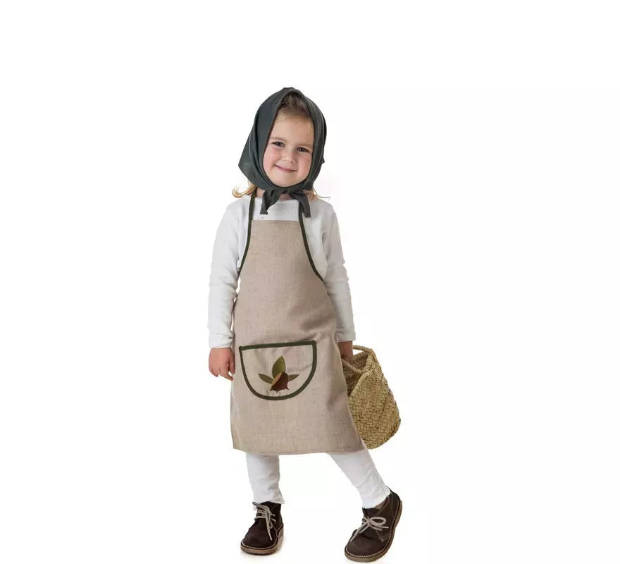 Kit o Disfraz de Castañera Beige Hojas-Castaña para niña