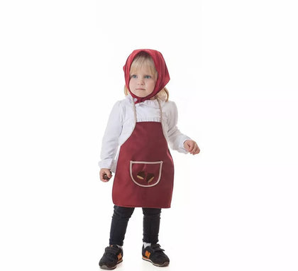 Kit o Disfraz de Castañera Burdeos María para niña: Delantal y Pañuelo
