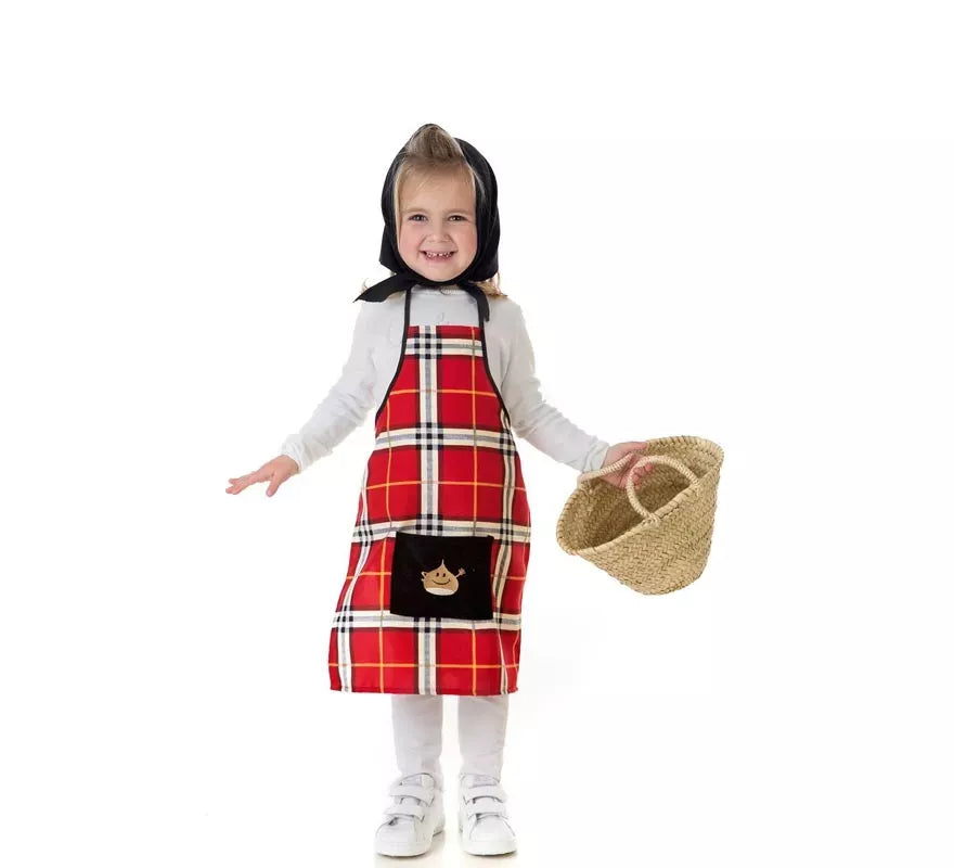 Translation missing: en.Kit o Disfraz de Castañera Cuadros Rojos para niña