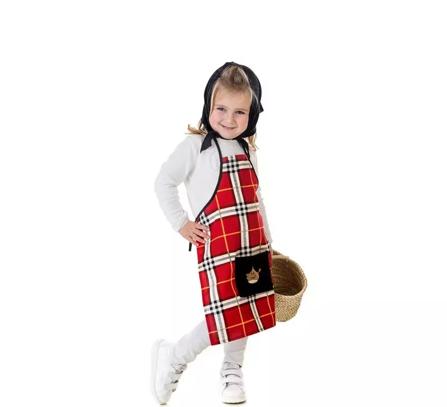 Kit o Disfraz de Castañera Cuadros Rojos para niña