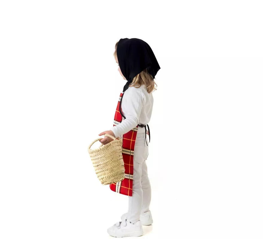 Kit o Disfraz de Castañera Cuadros Rojos para niña