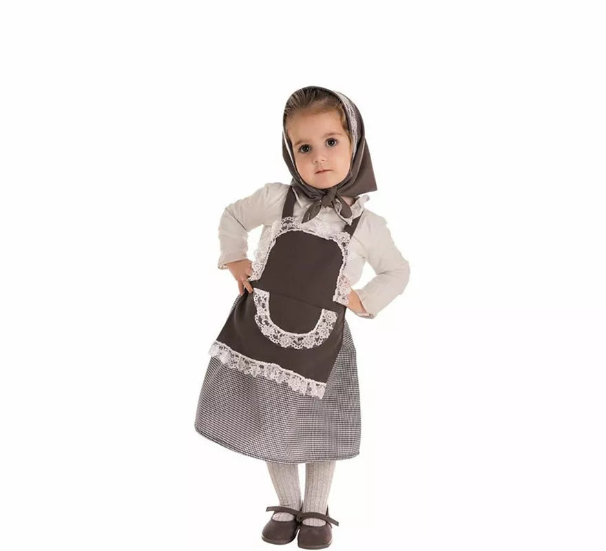 Translation missing: en.Kit o Disfraz de Castañera Falda Cuadros para niña: Falda, Delantal y Pañuelo