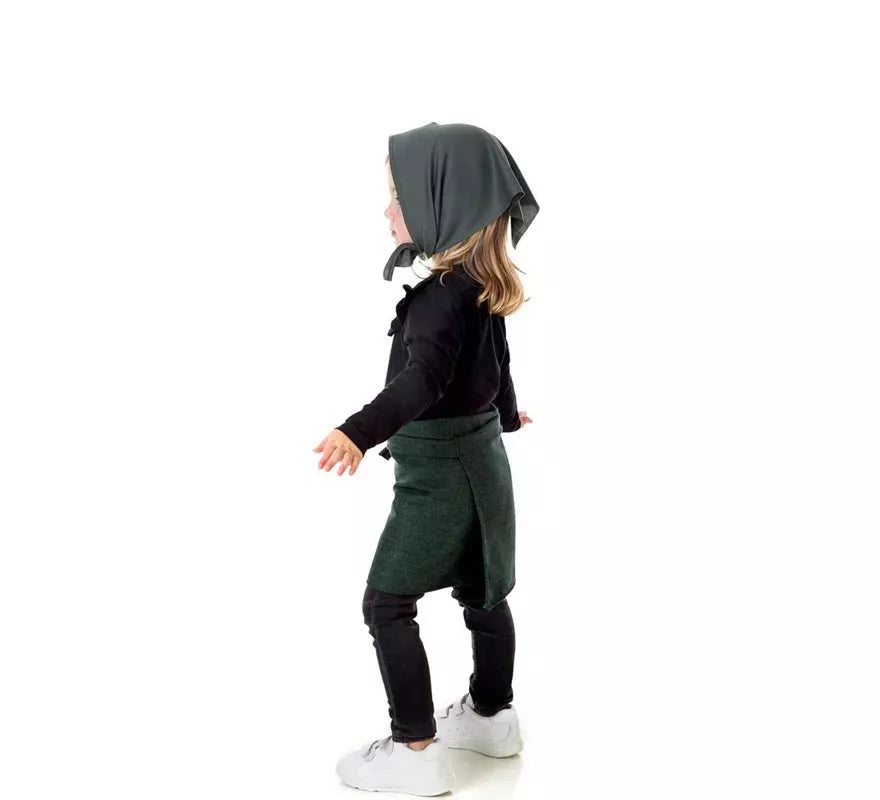 Kit o Disfraz de Castañera Otoño Verde para niña