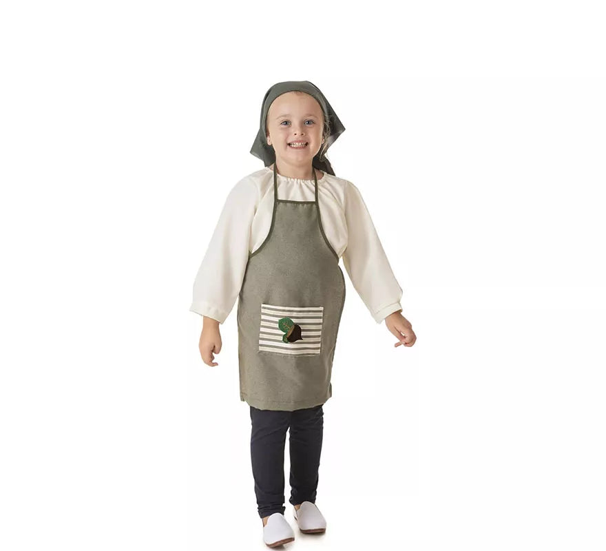 Translation missing: en.Kit o Disfraz de Castañera Verde Oliva para niña