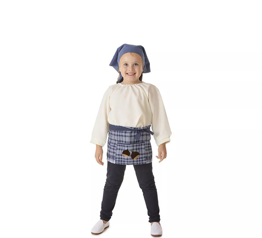 Translation missing: en.Kit o Disfraz de Castañero Cuadros Azul para niña