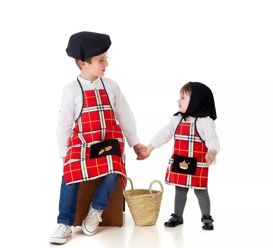 Kit o Disfraz de Castañero Cuadros Rojos para niño