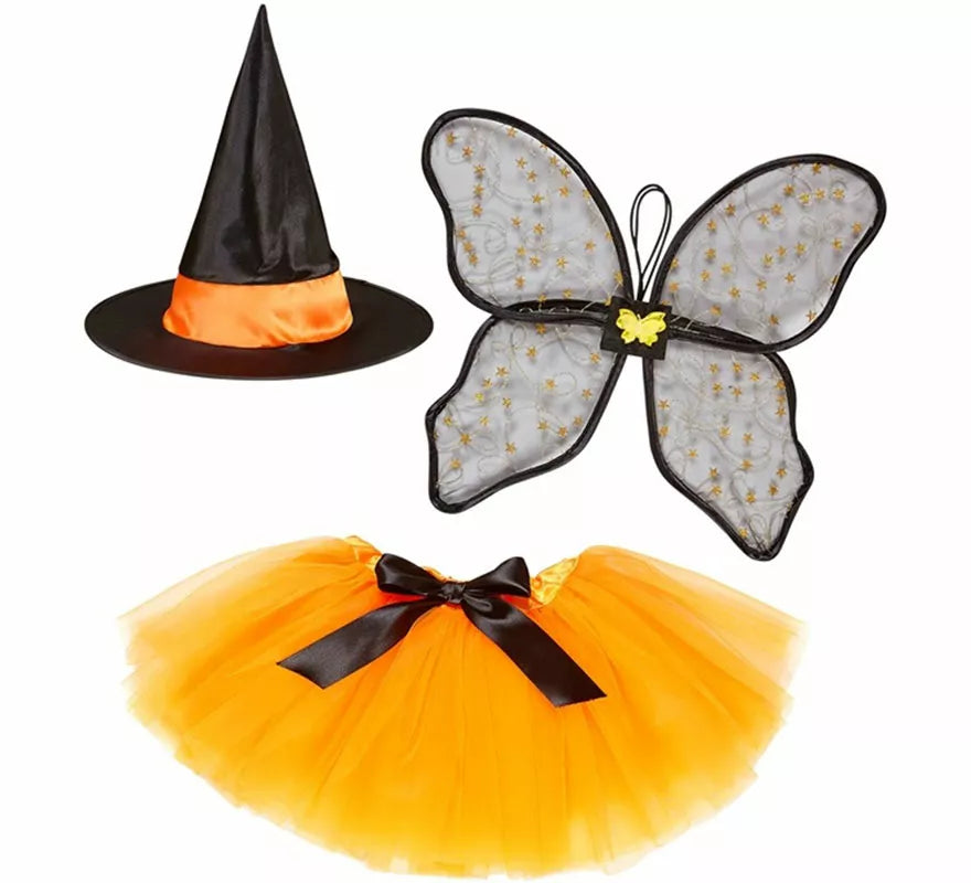Translation missing: en.Kit o Disfraz de Hada Bruja para niña: Tutu, Alas y Sombrero