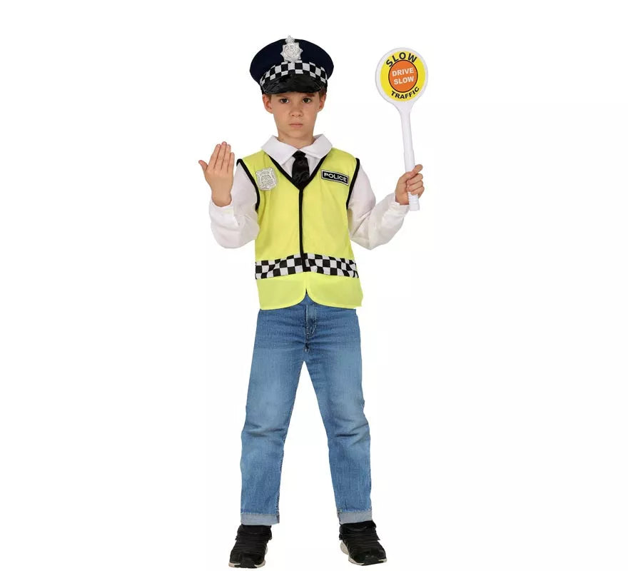 Kit o Disfraz de Policía para niños: Chaleco, Gorro y Camisa