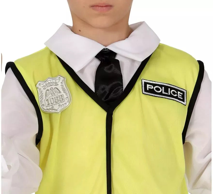 Kit o Disfraz de Policía para niños: Chaleco, Gorro y Camisa