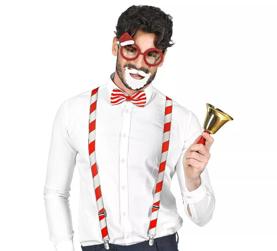 Kit Papá Noel: Gafas con Barba y Gorrito, Tirantes y Pajarita