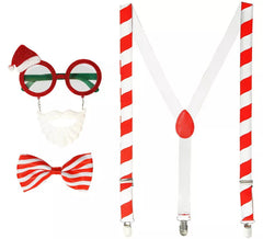 Santa Claus Kit: Glasses with Beard and Hat, Suspenders and Bow Tie