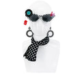 Kit Pin Up Años 50 Negro: Gafas, Pendientes y Pañuelo