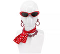 Kit Pin Up Años 50 Rojo: Gafas, Pendientes y Pañuelo