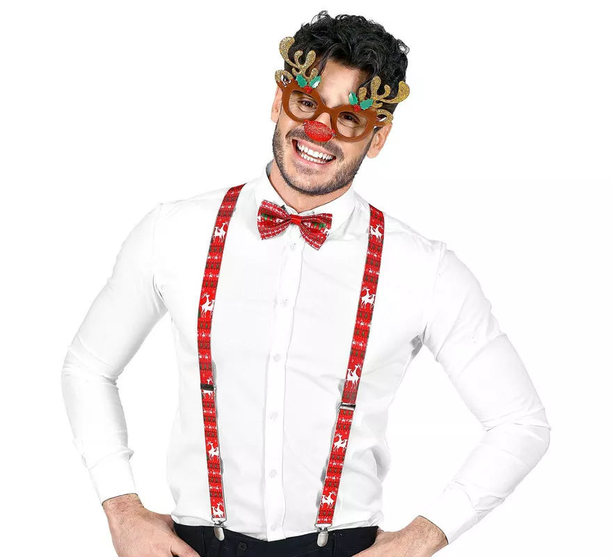 Translation missing: en.Kit Reno de Navidad: Gafas con Nariz y Cuernos, Tirantes y Pajarita